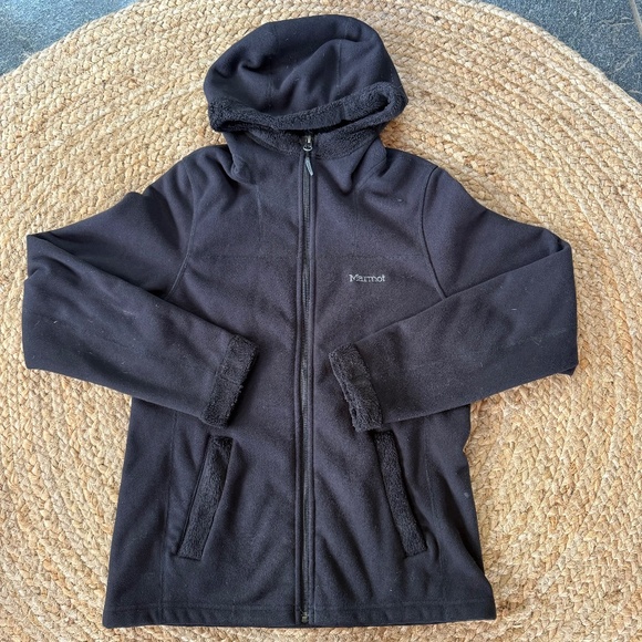 Marmot Lakeside Hooded Fleece Lined Full Zip Jacket Black Women's Medium - Picture 1 of 8